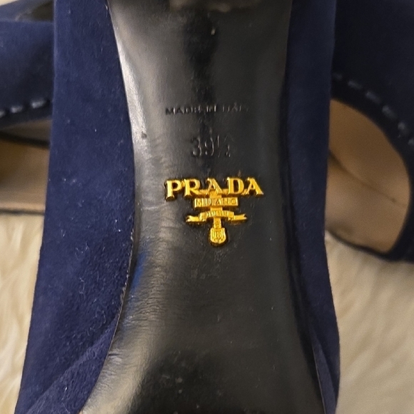 Prada Dark Blue Suede Heels - Picture 2 of 4